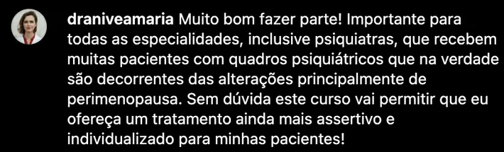 Depoimento da Dra. Nívea Maria, psiquiatra