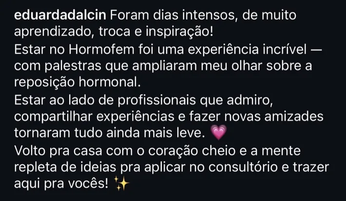 Depoimento da Dra. Eduarda Dalcin, 4ª edição